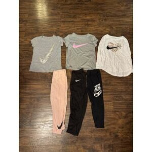 Lot Of 6 Nike Girls Youth Long Sleeve Blouse Tops Leggings Sz:6